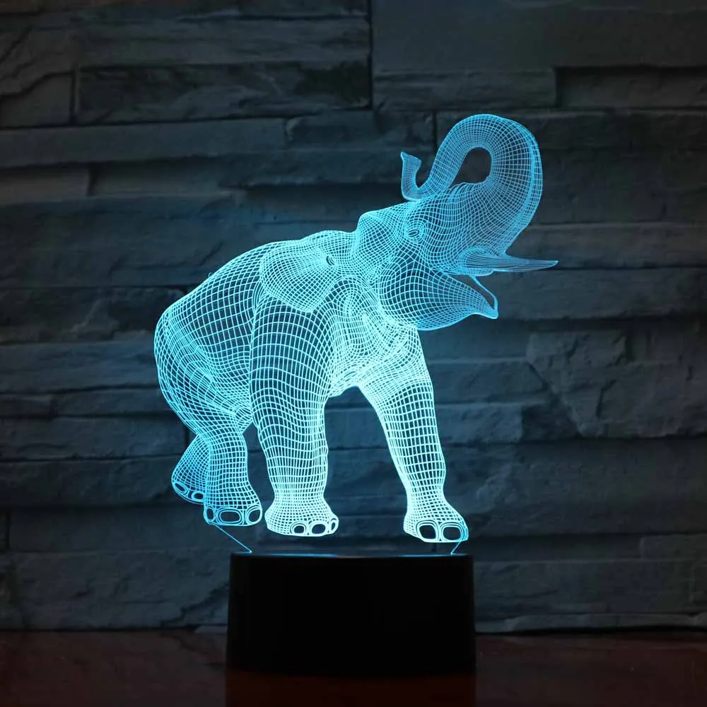 3d лампа в виде слона светодиодный ночсветильник разноцветная настольная