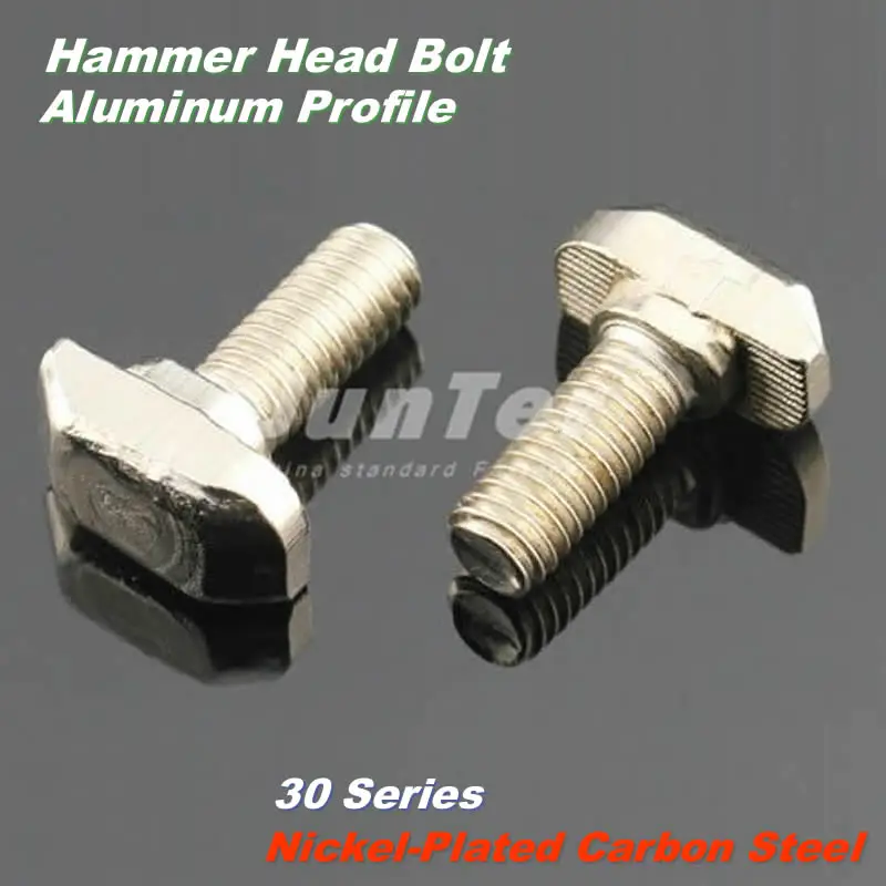

50pcs/lot M6(6mm) Nickel Plated Carbon Steel Hammer Head Bolt Aluminum Connector T Head Screws For 3030 Aluminum Profile