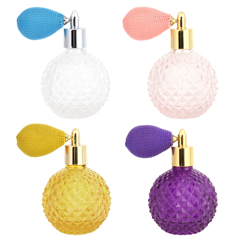 Cena Kobiety Vintage perfumy butelka krótki rozpylacz wielokrotnego napełniania pusty szklany 100ml butelka