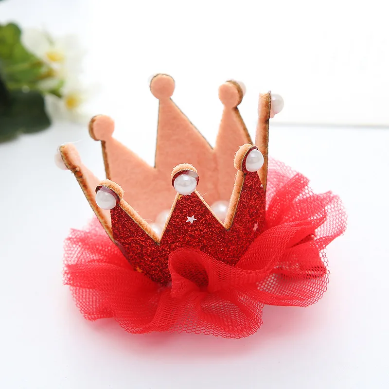 

SHUANGR fashion 7 color Crown shape Princess Hair Clip Lace Star Headband Hairpins Hair Accessories for girl jewelry