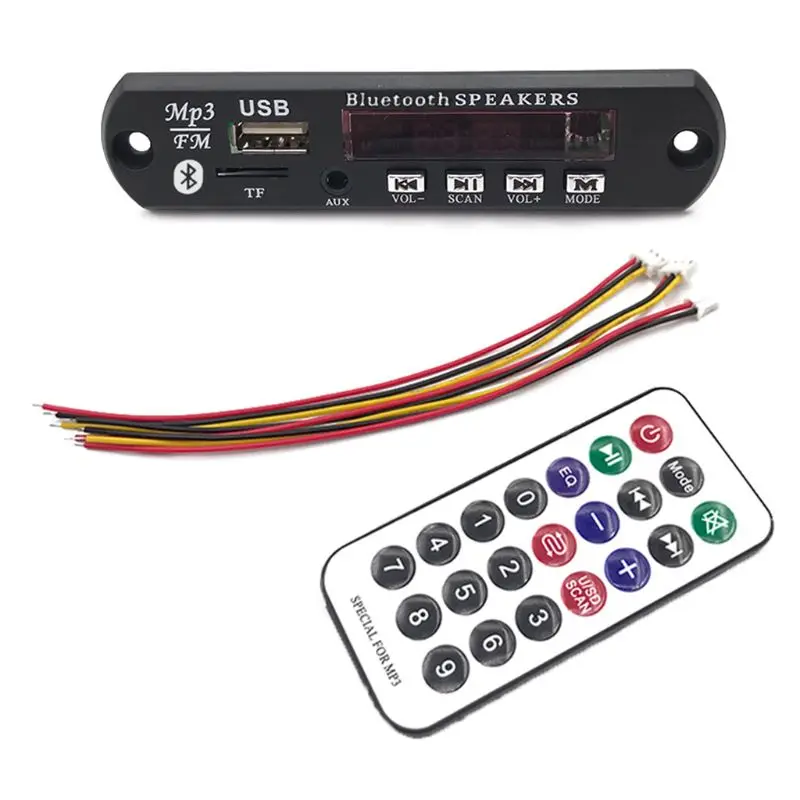

DC 5V 12V New Car Integrated Bluetooth Hands-free MP3 Decoder Board Module Remote Control USB FM Aux Radio for Car