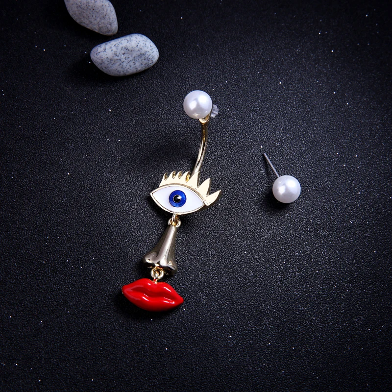 

Factory Wholesale Imitation Pearl Glaze Face Earrings for Women 2018 Cute Fashion Casual Dangle Earring Cheap Jewelry