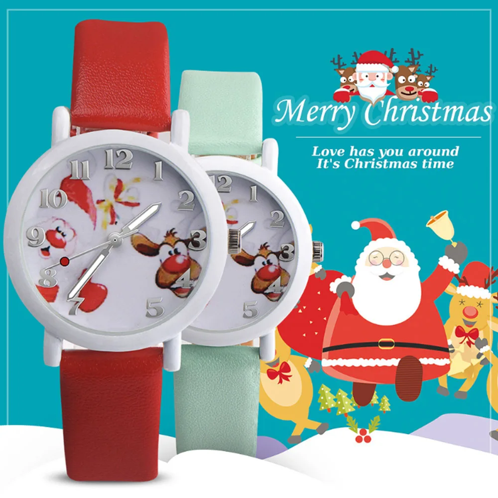 

Santa Claus Elk Children's Watches Cartoon Cute Kids Watches for Boys Girls Casual Students Wristwatches Clock Relojes Relogio