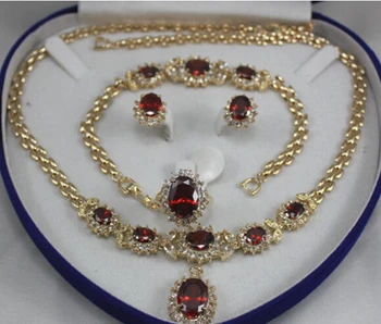 

RHJ0001 women's jewelry rubine 18KGP Earring Bracelet Necklace Ring pendant