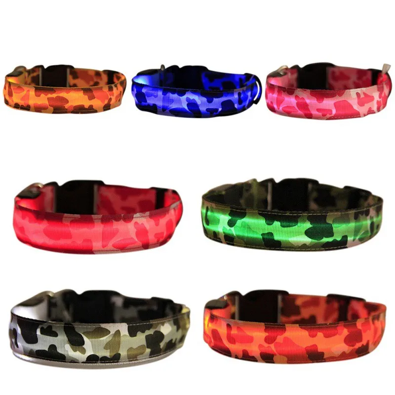 Buy Safety Glow in the Dark Dog Collar Camouflage pet