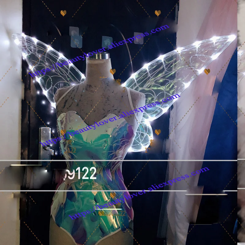 Костюм феи с бабочками для девочек; одежда принцессы «Волшебный эльф»; вечерние светильник для сценического шоу; лазерное Боди-платье