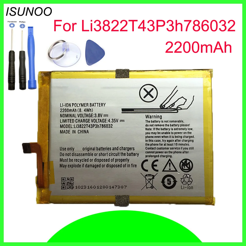 

ISUNOO Li3822T43P3h786032 Battery For Orbic Orbic-RC-501L For ZTE Blade V6 For ZTE Blade D6 /Blade X7 Batterie 2200mAh With Tool