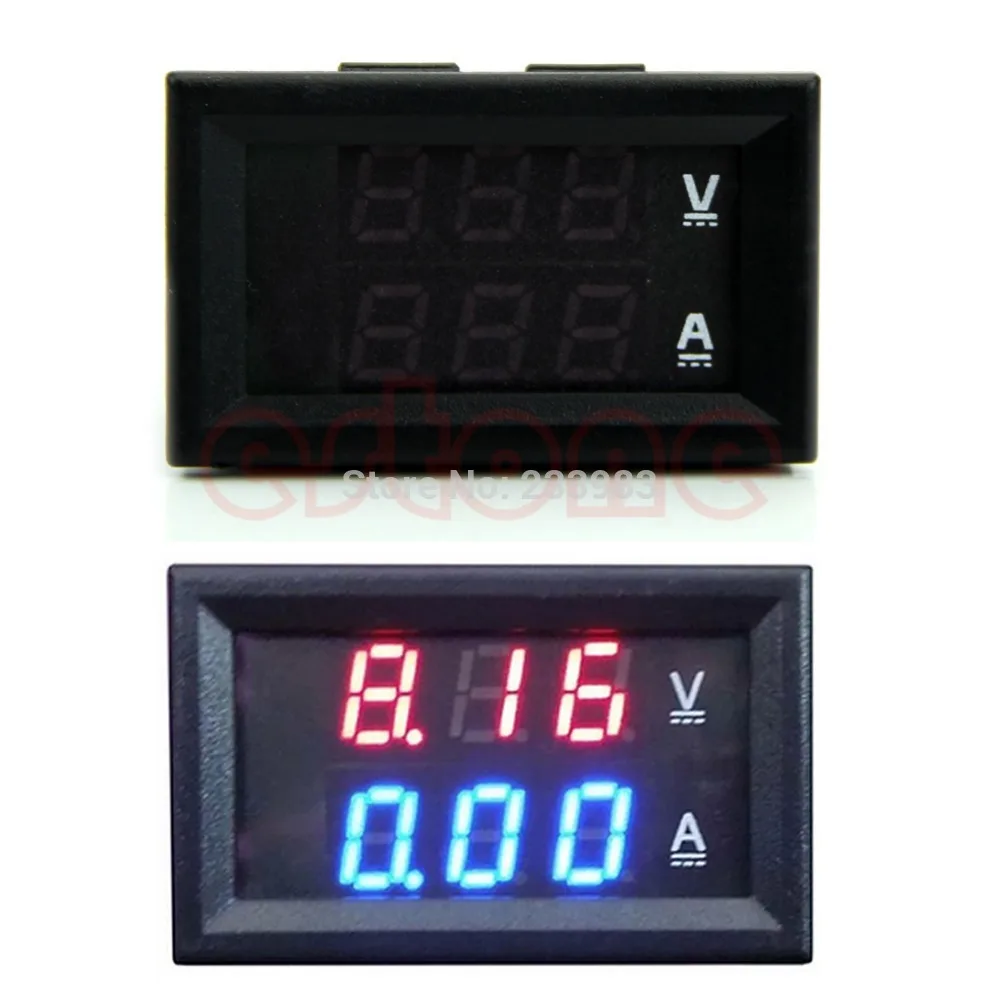 DC 100V 10A Вольтметр Амперметр синий + красный светодиодный Amp двойной цифровой