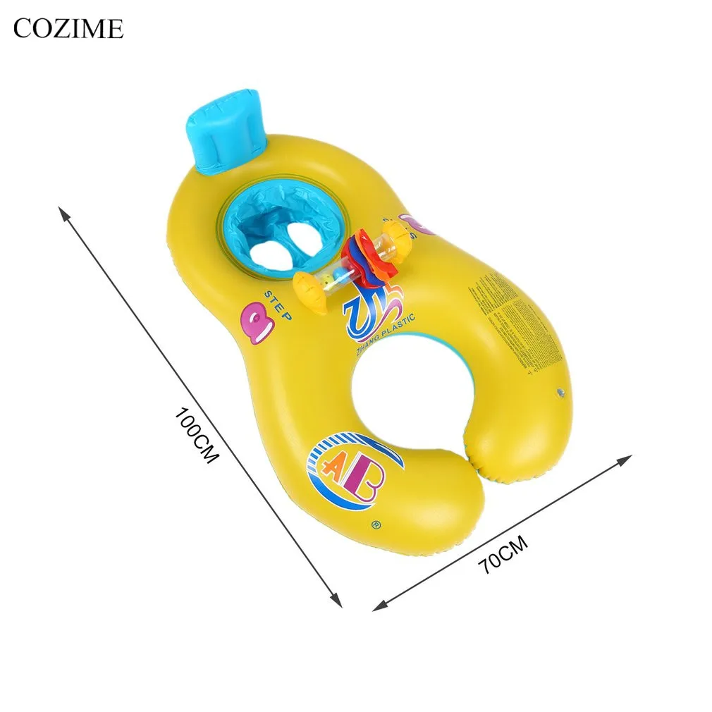 COZIME Baby Swimming Float Neck Inflatable Mother Baby Swim Float Ring Double Person Swimming Ring Safety Swim Pool Accessories