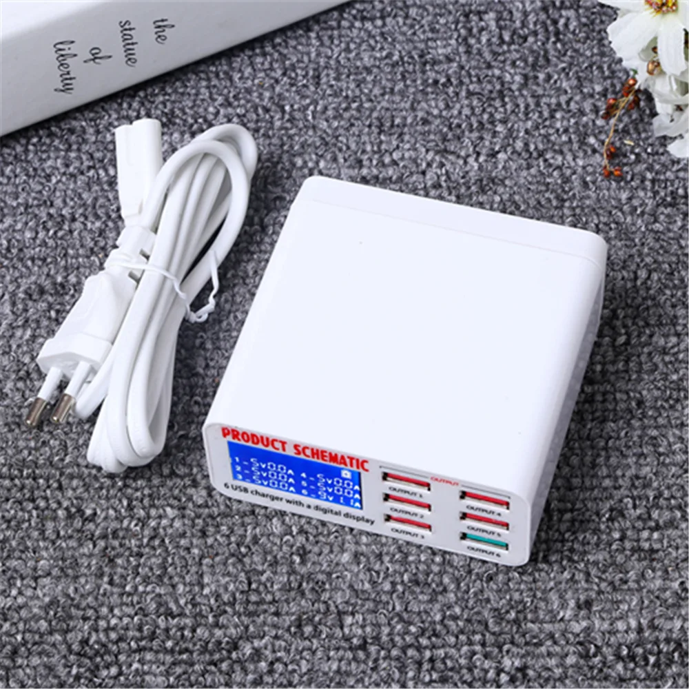 Go2linK USB зарядное устройство портативное Мульти порт быстрое 6 портов гнездо с ЖК