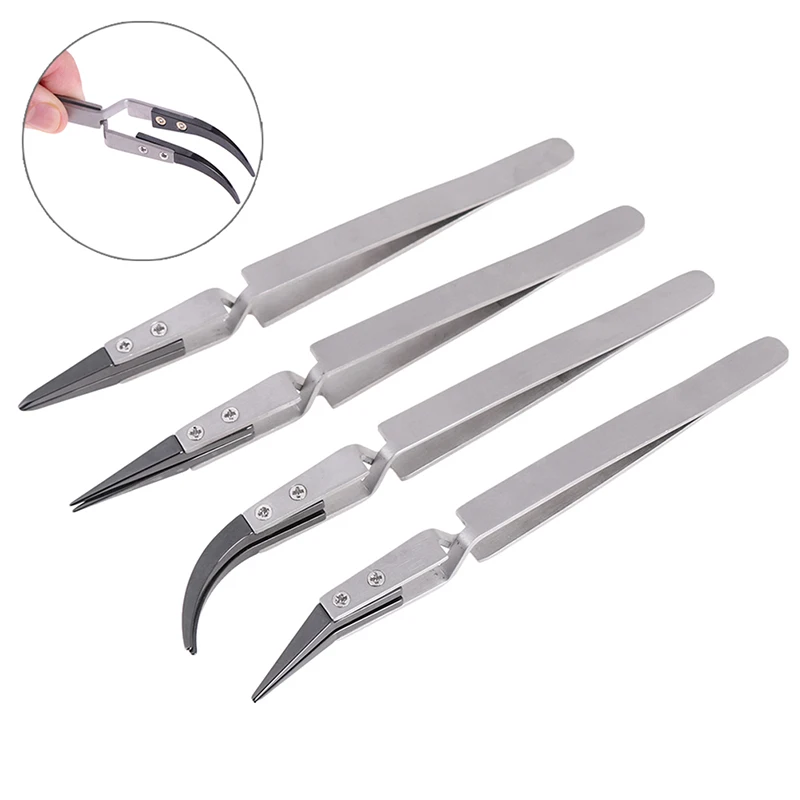 

1pc High Quality Anti-acid Ceramic Tipped Tweezers BGA Work Reverse Action Tweezers Tool