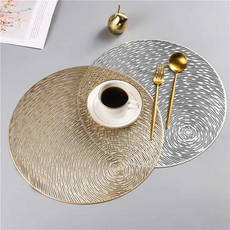 

Dining Table Mat Round Home Decor 1Pc Tableware Pad Cup Placemat Hollow Design Heat-resistant PVC