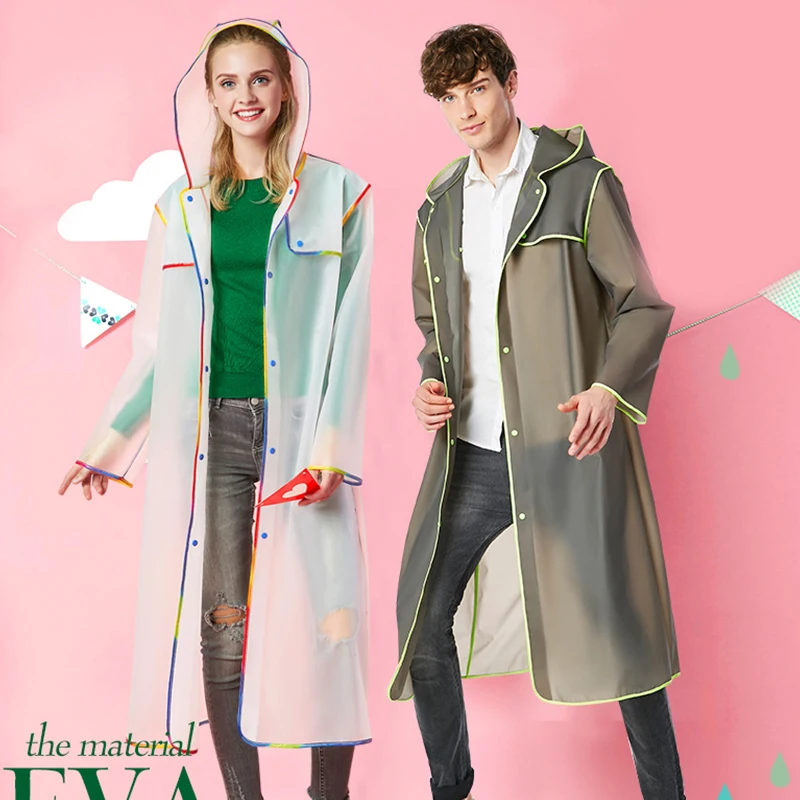 Adulti Impermeabile Trasparente Impermeabile Plastica Riutilizzabile Pioggia Poncho Cappuccio Lady Uomini