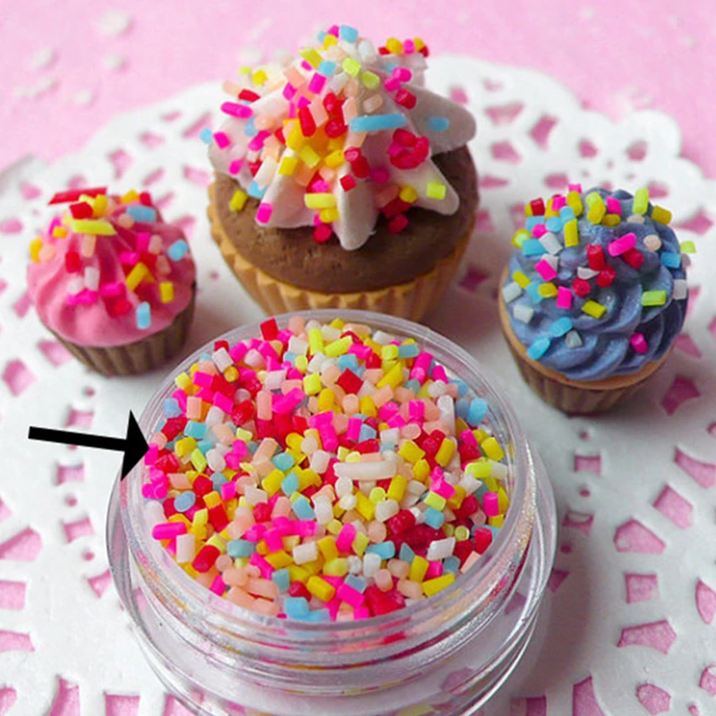 

100g DIY Polymer Clay Fake Candy Sweets Sugar Sprinkle Decorations for Fake Cake Dessert Simulation Food Dollhouse