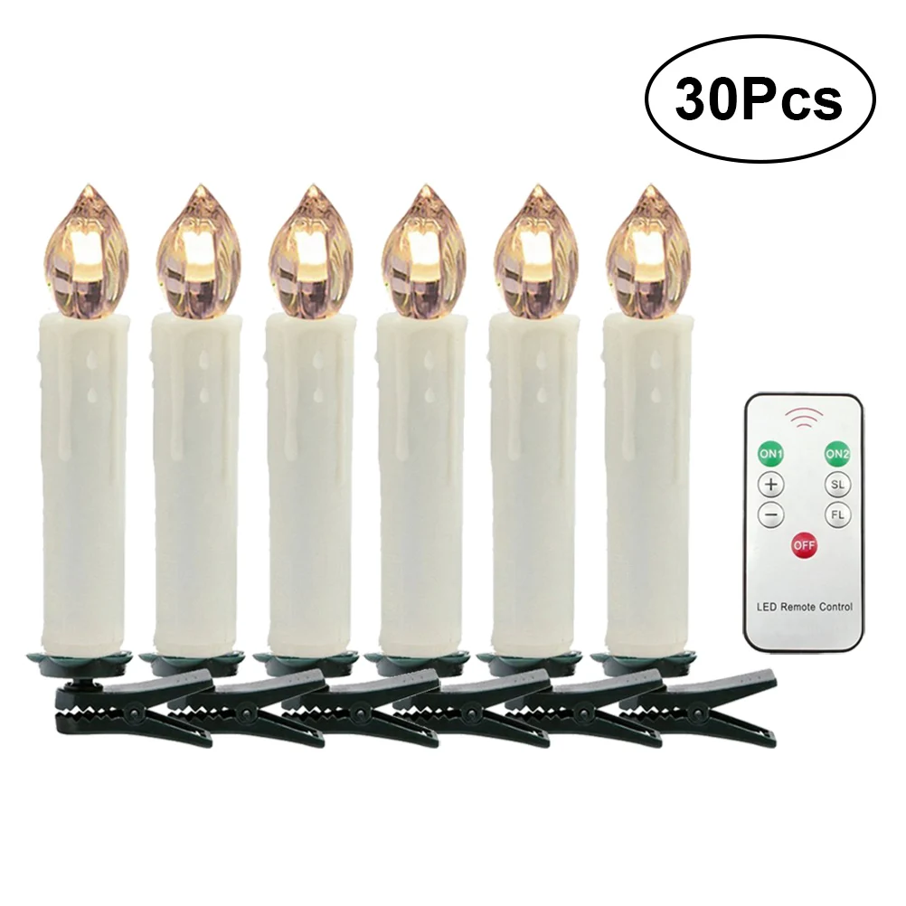 

30pcs LED Candle Light 6-Key Wireless Remote Control Decorative Light for Christmas Weddding (Warm White)