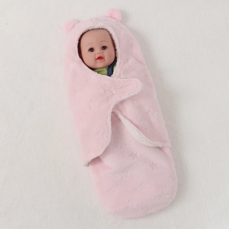 Спальный мешок для новорожденных зимние мягкие с капюшоном Одеяло мальчик Обёрточная Бумага постельные принадлежности девушки