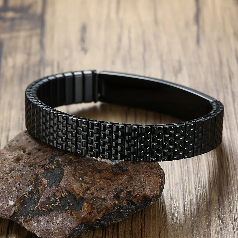 Браслет из нержавеющей стали черный браслет с гравировкой|stretch bracelet|medical alertbracelet