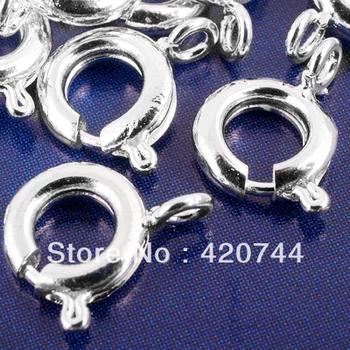 

100pcs/Lot Silver Plated Bolt Spring Ring Clasps Findings 9mm FASHION