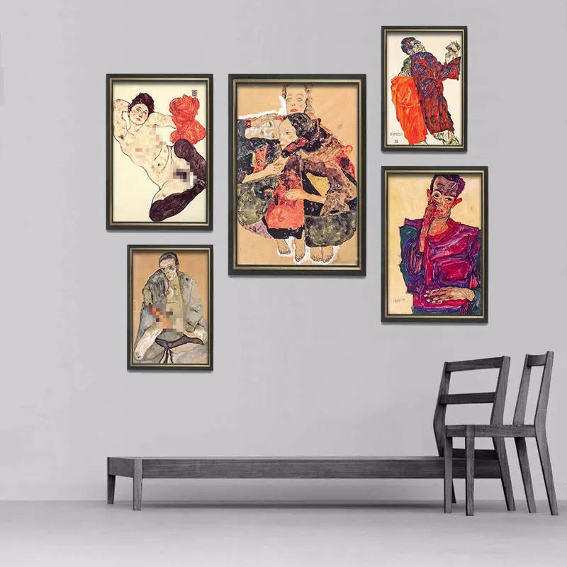 Эскиз Egon Schiele на холсте с рисунком Настенная картина для гостиной домашний