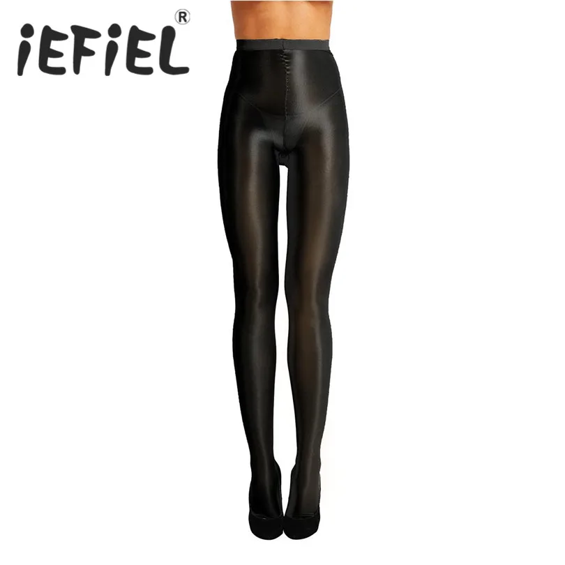 IEFiEL, новая мода, Женский Топ, ультра блестящий, тянущийся, 70D, толщина, подножки, шелк, высокая талия, шелк, под брюки
