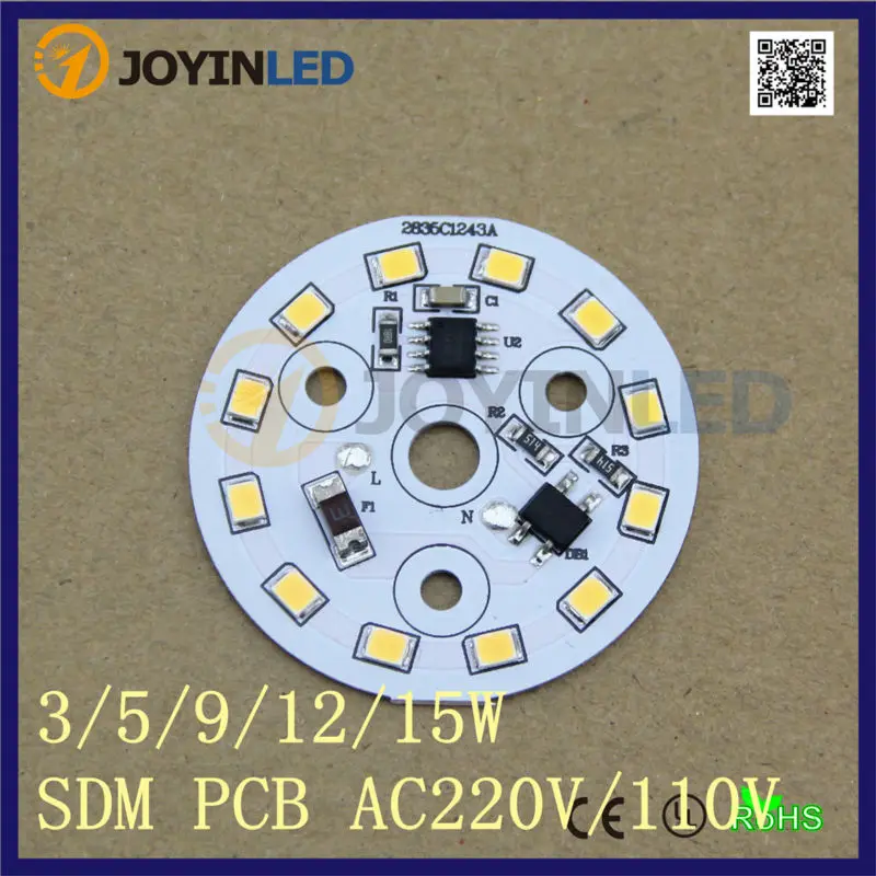 

Free shipping COB LED CHIP 3W 5W 7W 9W led PCB liner PCB module assembly for Spotlight Bulb downlights