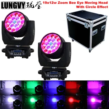 

Free Shipping 2pcs/Lot Flightcase Packing 19x12w 4in1 Zoom Wash Led Moving Head For Dj Club Circle Effect Stage Equipment