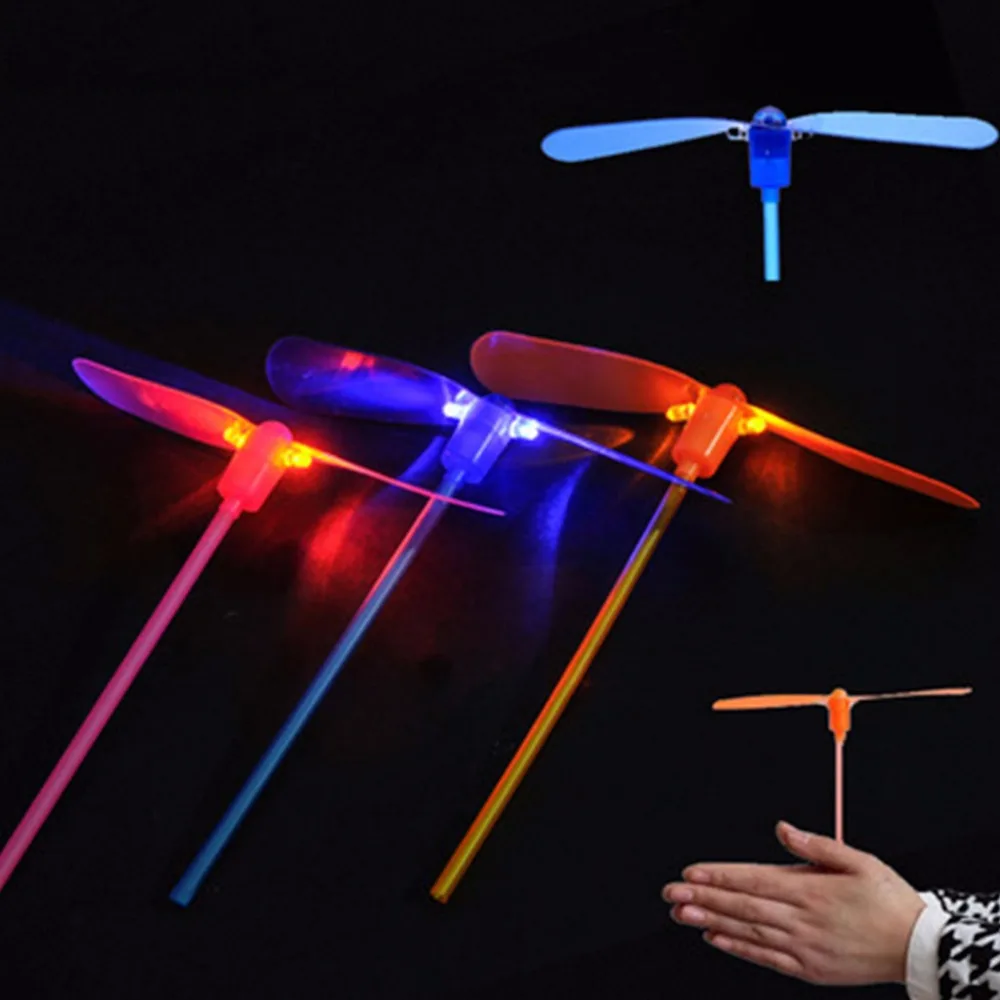 

Led Flash Plastic Bamboo Dragonfly Propeller Kids Outdoor Hand Push Gifts Toy