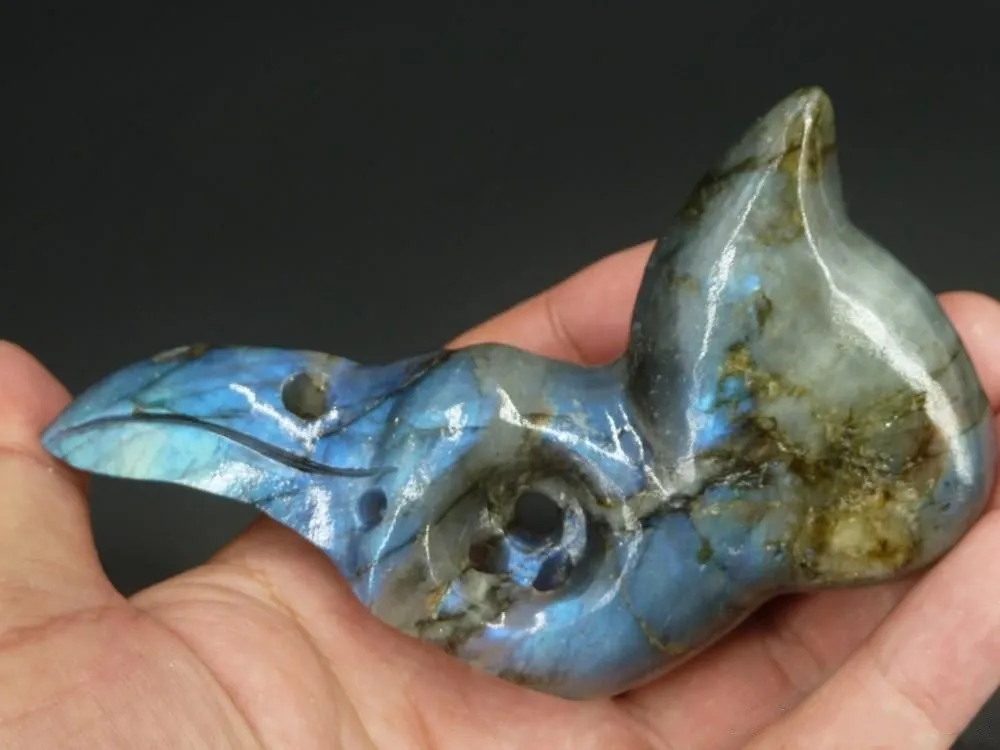7-8cm Natural crystal quartz labradorite bird head raven skull crystal christmas pendant jade fine jewelry christmas charm charm (3)