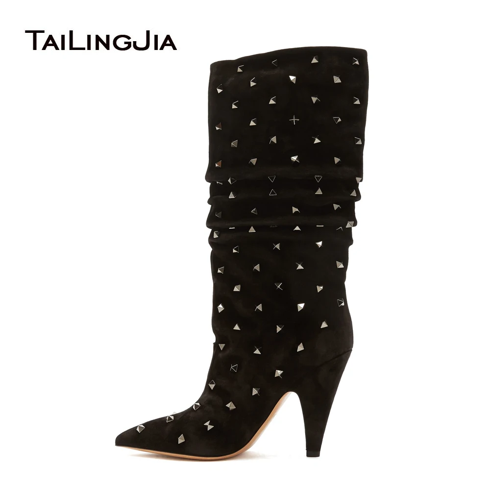 knee high boots with mid heel
