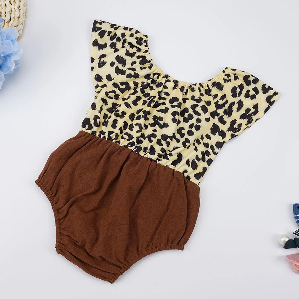 Baby Girl Bodysuit Infant Newborn Baby Boy Girl Brown Leopard Print Bodysuit Cool Summer Set Clothes 3-24M