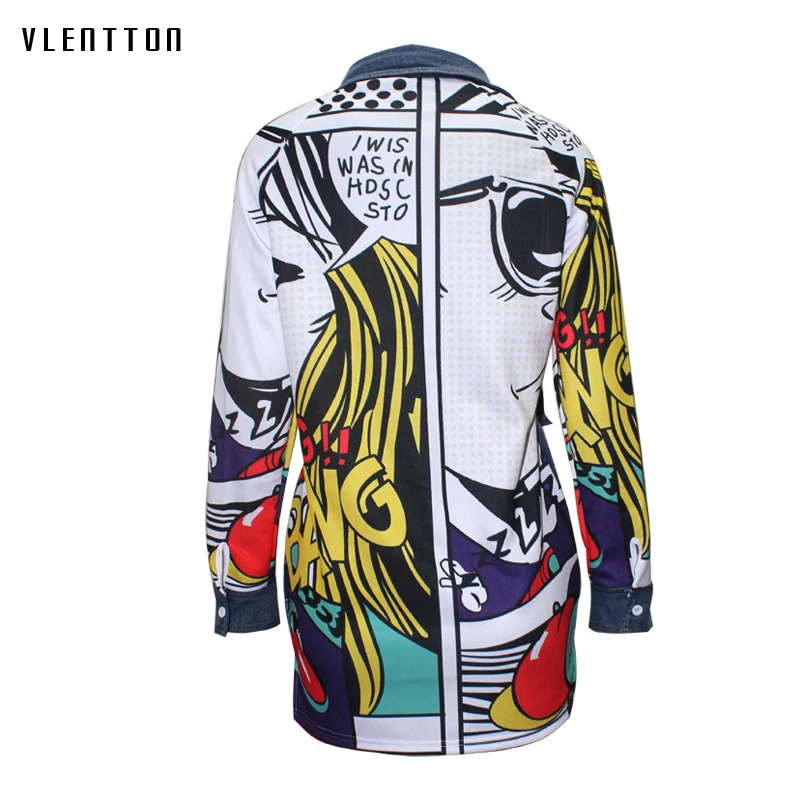 

Jacket woman spring autumn 2019 New Long sleeve Jean jacket Casual pattern Long coat women's denim jacket women's windbreaker