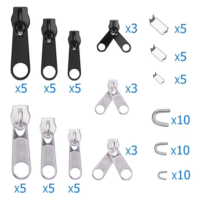 85pcs Zipper Repair Kit Zipper Sliders Install Pliers Tool Zippers Replacement Rescue Instant Repair Kit For Clothing Garment - Цвет: Zipper