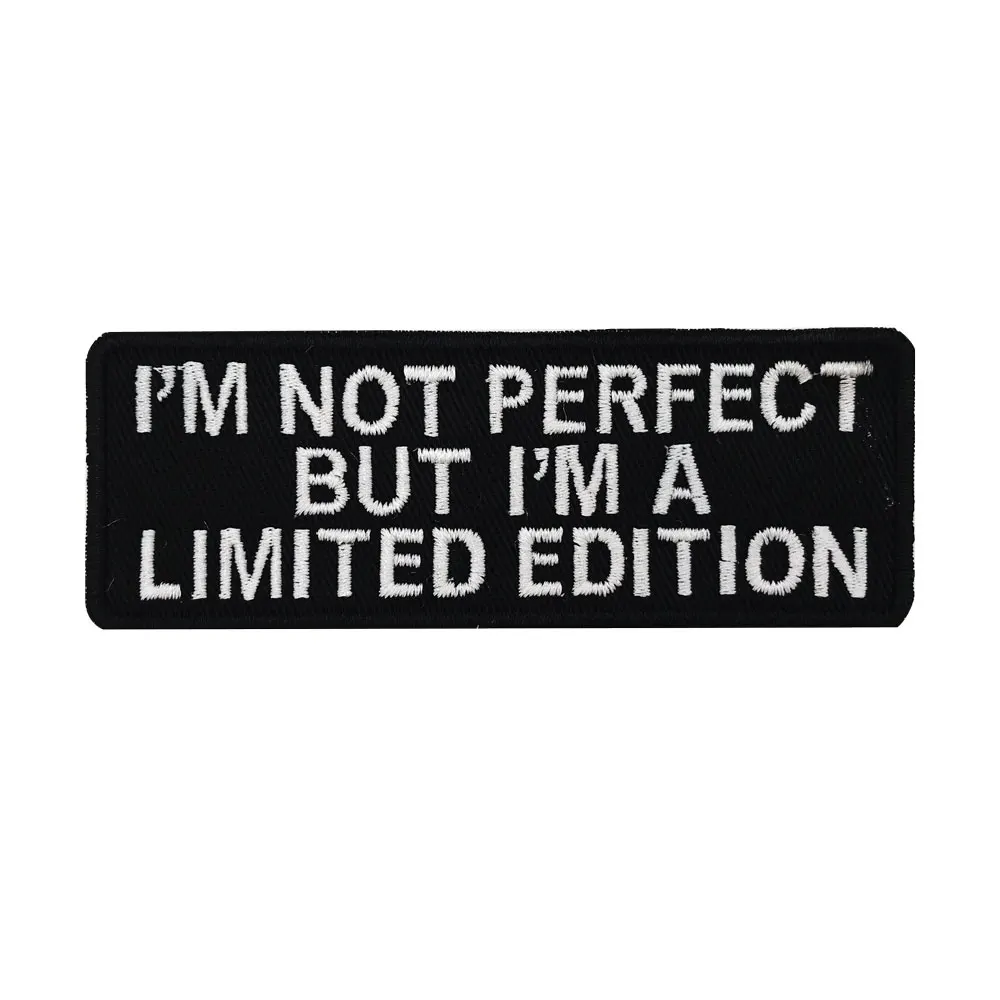 

I AM A EDITION name tag iron on hook backing funny punk rock embroidered biker motorcycle patches for vest hat jeans