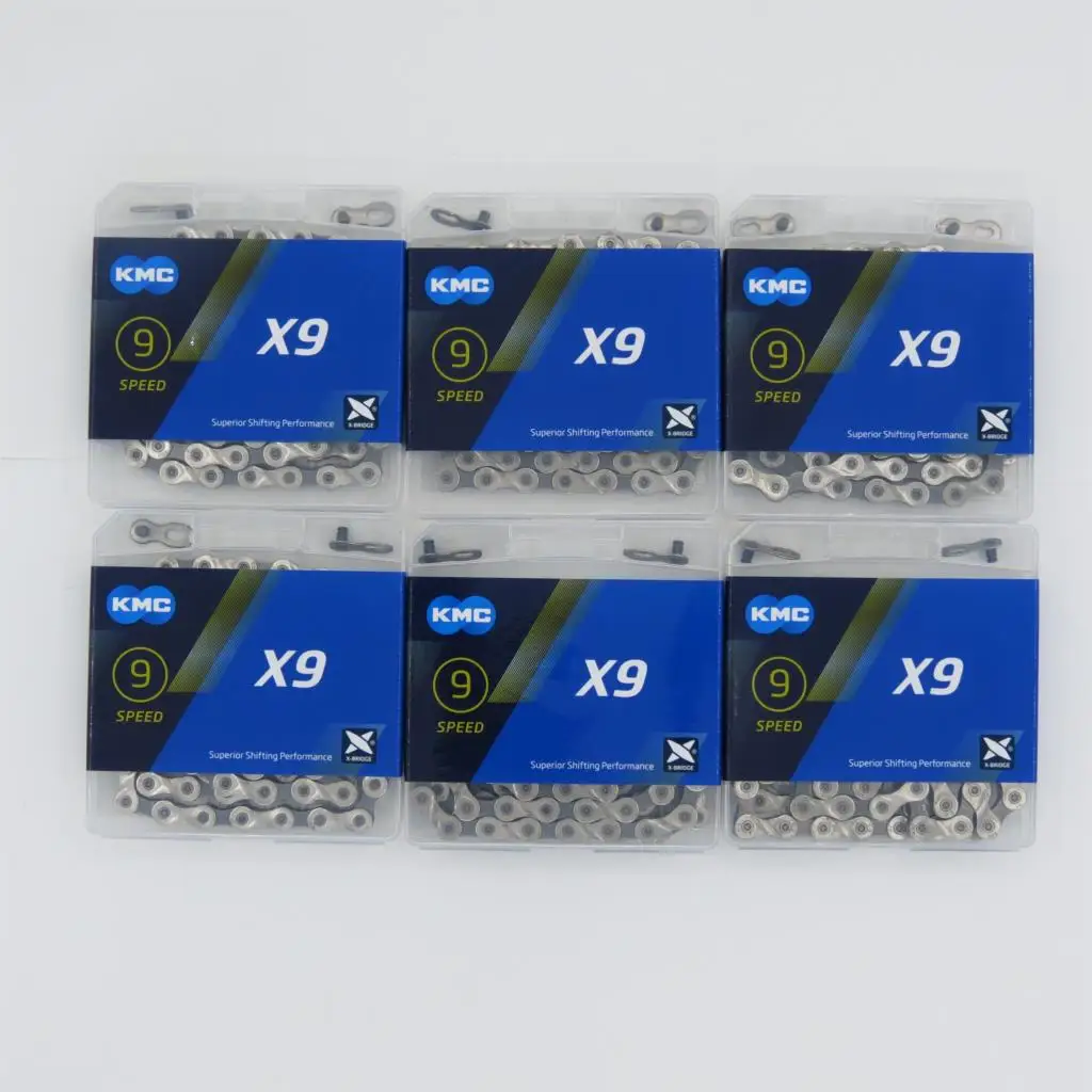 

KMC X9 X9.93 MTB Road Bike Silver Chain 116L 9 Speed Bicycle Chain Magic Button Mountain With Original box