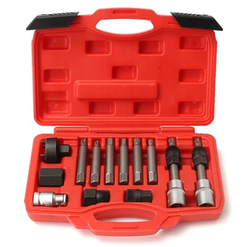 

13Pcs Alternator Freewheel Pulley Removal Socket Bit Set Garage Service Tool Kit