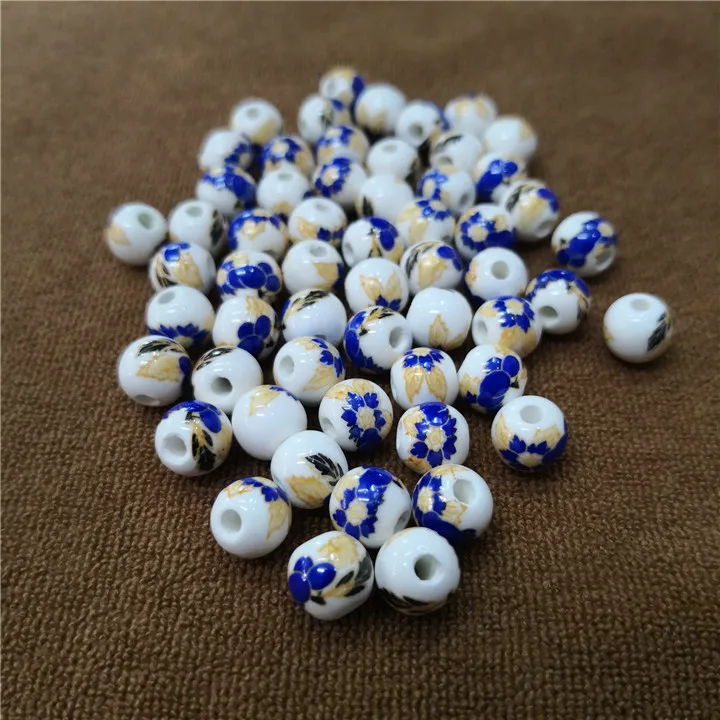 2  30pcs Ceramic Beads Diy Bracelet Necklace Jewelry Making 8mm Chinese Style Blue And White Porcelain Beads Hand Made Accessories