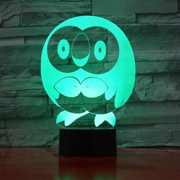

Pokemon Go Rowlet Figure 3d Nightlight LED Touch Sensor Room Decoration Drop Shipping Battery Night Light Table Lamp Rowlet