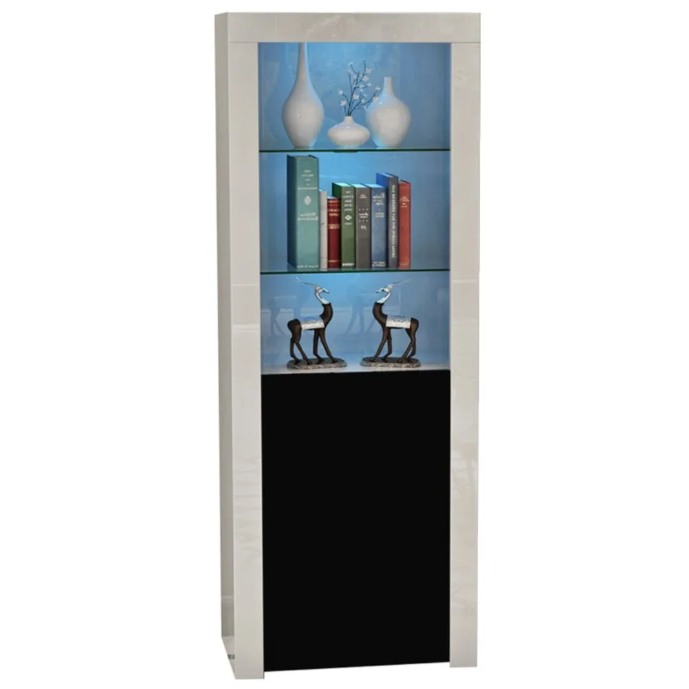 

Modern White Matt High Gloss Display Cabinet Led Lights Book Ornament Cupboard With LED for Home Living Room