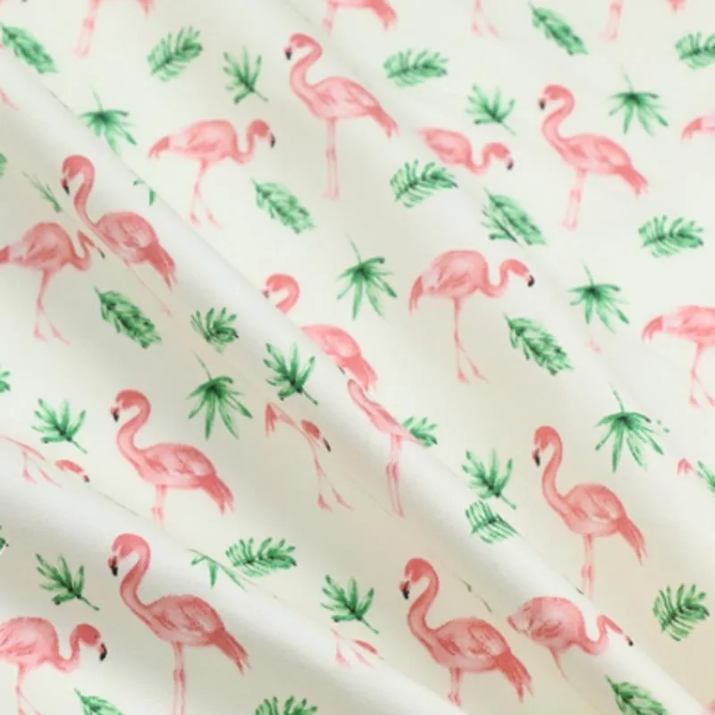 160 см* 50 см хлопок мультфильм Розовый фламинго зеленые листья Ткань шеврон для DIY детей постельные принадлежности Одежда платье лоскутное Декор ручной работы