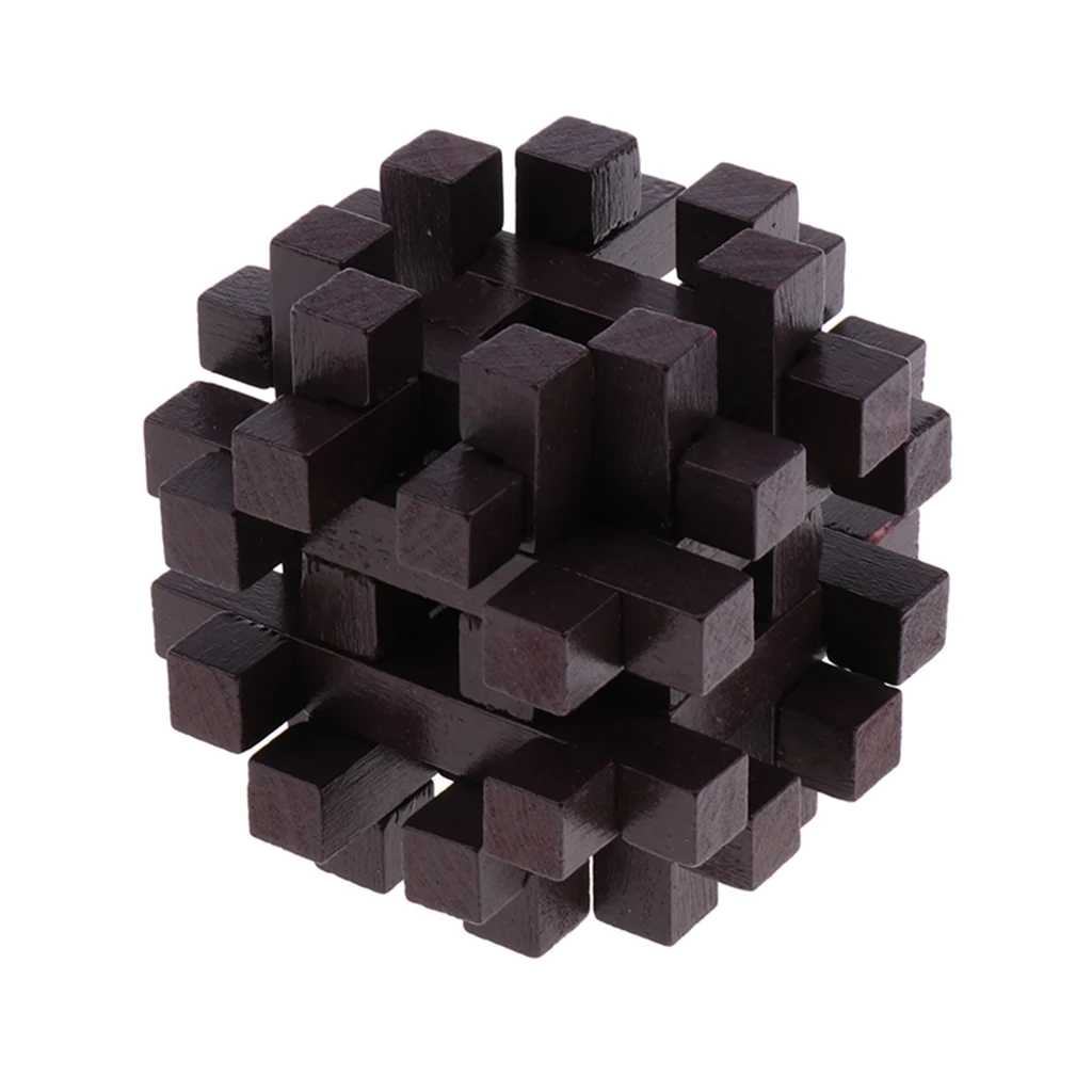 Challenge Yourself ! Disassemble and Assemble It- Classic Wooden Kong Ming Lock Brain Teaser Intelligence Puzzle Game Toy  
