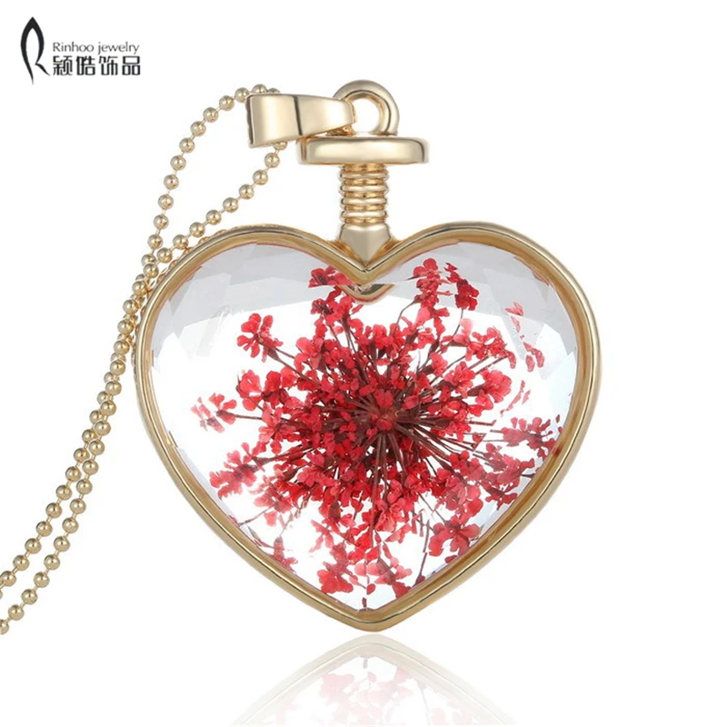 Transparent Heart Glass Heart Lockets Necklaces Necklaces Pendant Gold