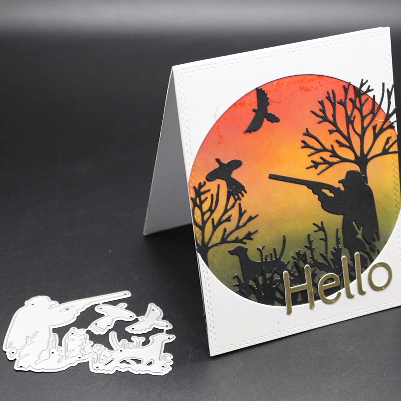 

AZSG Go Hunting Hunter Cutting Dies For DIY Scrapbooking/Card Making/Album Embossing Decorative Metal Die Cutter Crafts