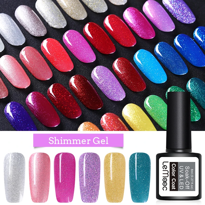 

Lemooc 8ml Glitter Series Nail UV Gel Soak Off for UV LED Lamp Manicure Nail Art HOLO Holographic Gel Polish