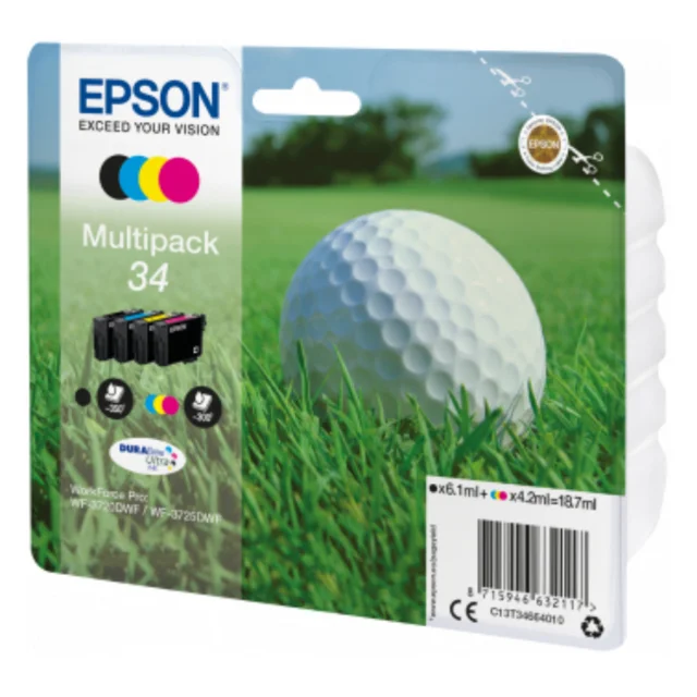 

Epson Multipack 4-colours 34 DURABrite Ultra Ink, Negro, Cian, Magenta, Amarillo, Epson, WorkForce Pro WF-3725DWF, WorkForce Pro