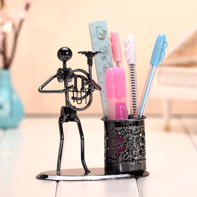 

Modern Style Craft Musical Instruments Design Metal Desktop Pen Holder Commemorative Metal Crafts for Home Office Decor Gift