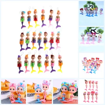 

1PC Cartoon Mermaid Confused Doll Toy Key Chain Making Decor Hair Bowknot Decor Girl Doll DIY Jewerly Findings 12-16cm Random