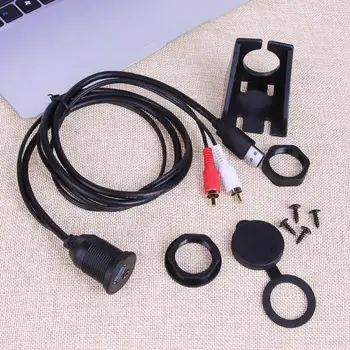 

3.5mm New 2 RCA USB 3.0 AUX to USB3.0 Extension Flush Mount Cable with A Kit of Install Tools Male to Female Car Styling 1m Long