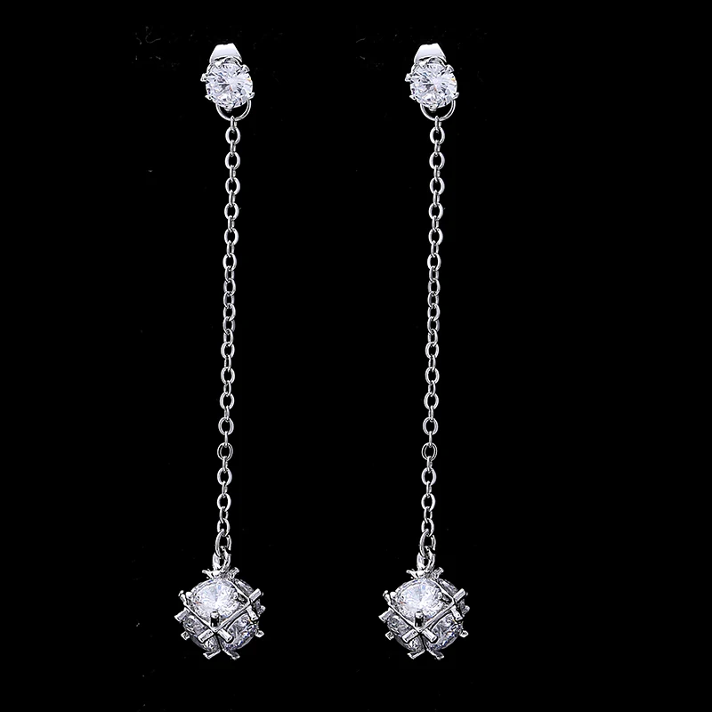 Женские серьги подвески MZC новые длинные в виде цветка с цирконом|big earrings for women|big