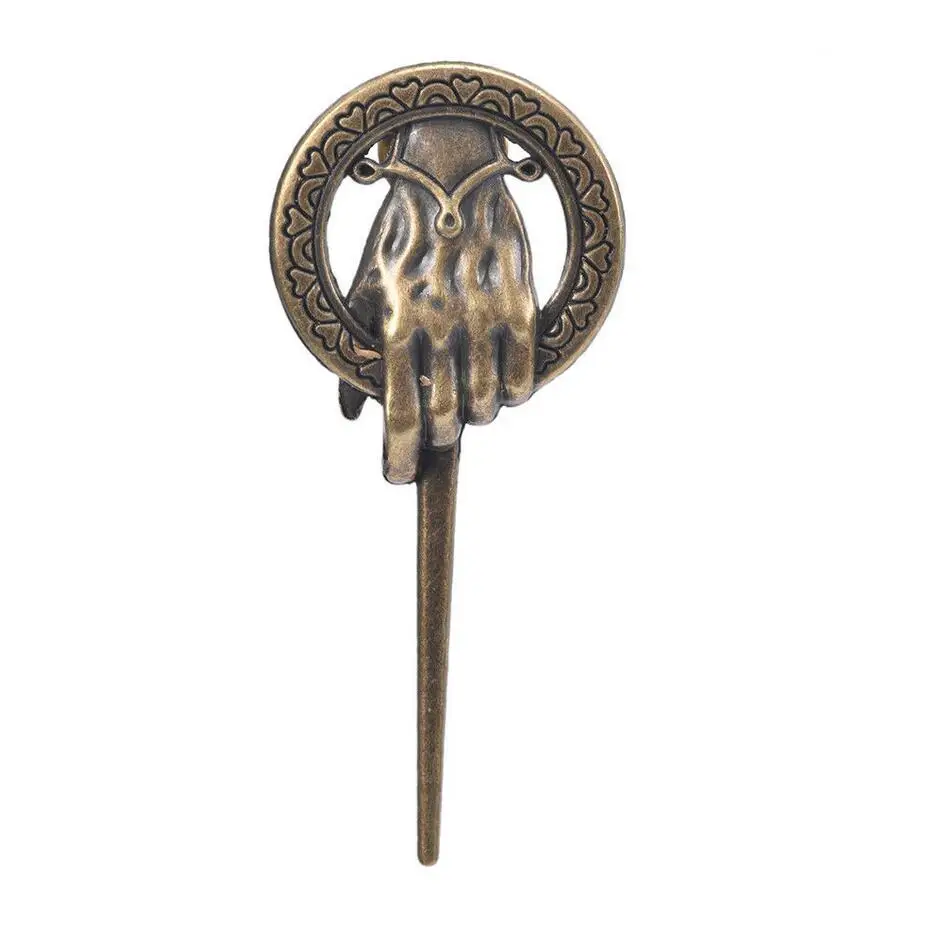 1pc Hot Sale Inspired Alloy Pin Brooch Bronze for Game of Thrones Vintage Pewter Bronze Hand of the King Brooch Pin Unisex