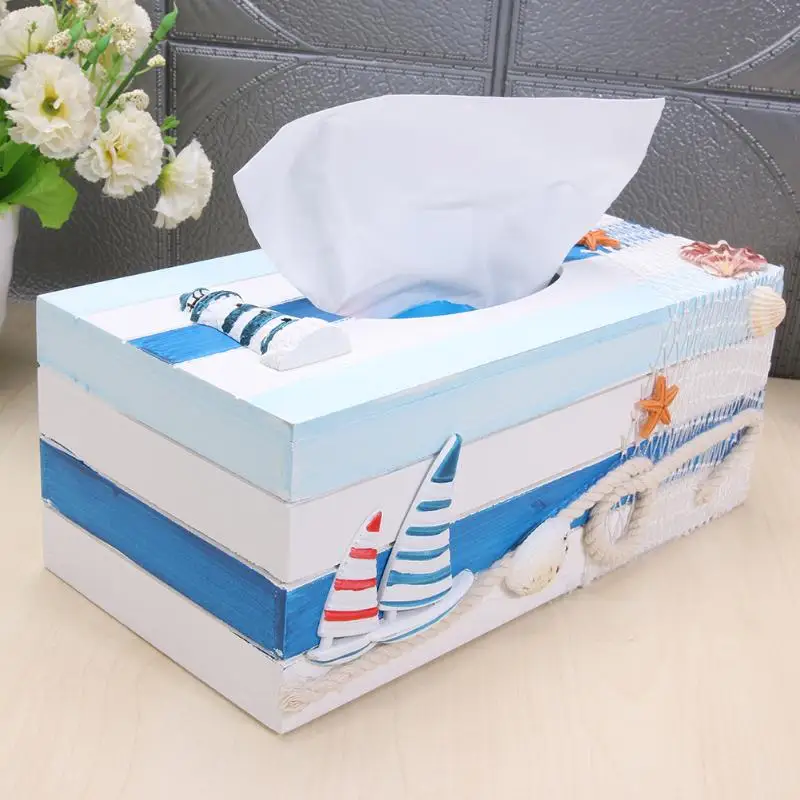 Wooden Tissue Box Mediterranean Style Fashion Wooden Tissue Box Creative Napkin Box Sitting Room